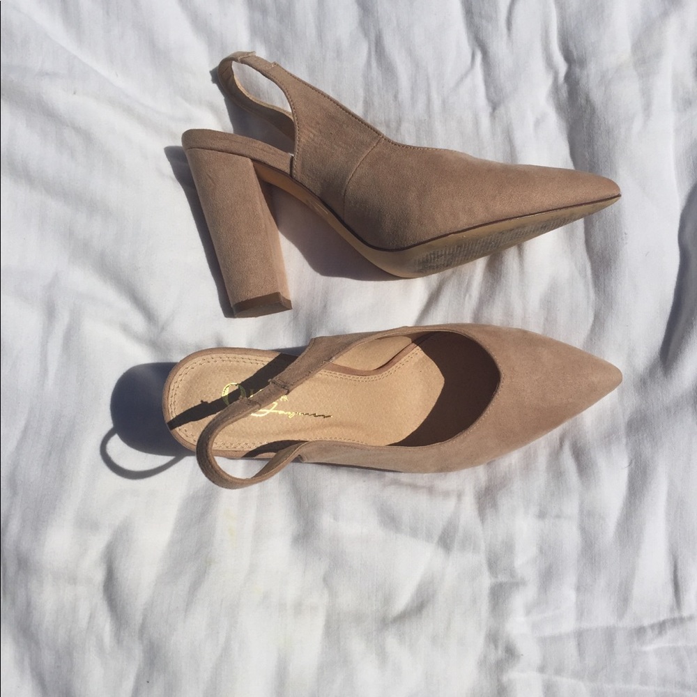 Nude short slip on heels